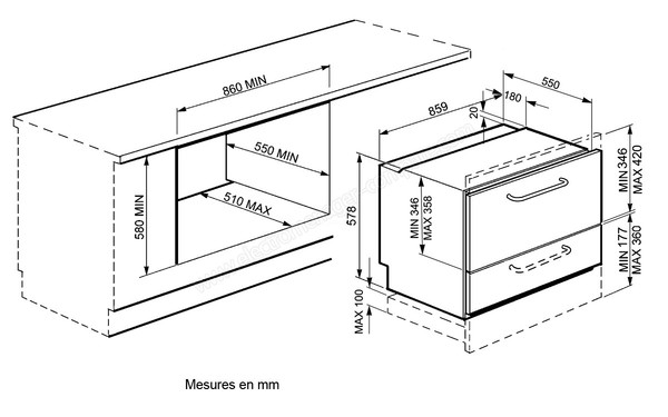 SMEG STO905 - Sch&eacute;ma d'encastrement
