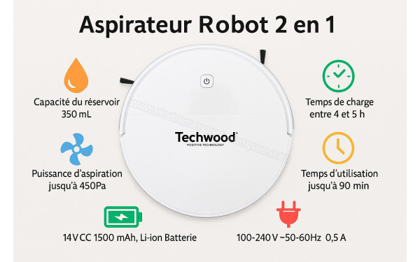 TECHWOOD TAR-2031 - Aspirateur robot 2 en 1