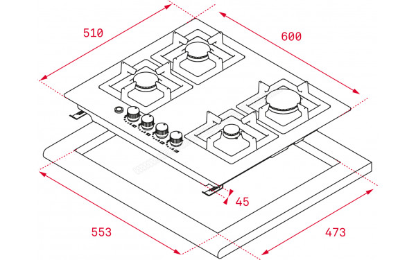 TEKA EFX 60.1 4G AI AL DR CI - Dimensions