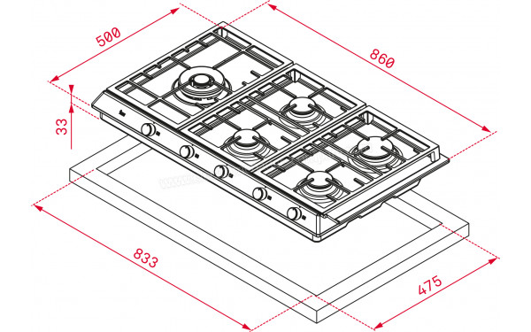 TEKA EX 90.1 5G AI AL DR CI LEFT BUT V2 - Dimensions