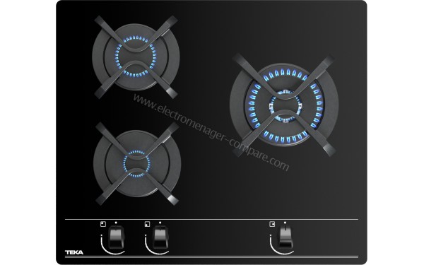 TEKA GBC 63010 KBN - Vue du dessus avec foyers allum&eacute;s