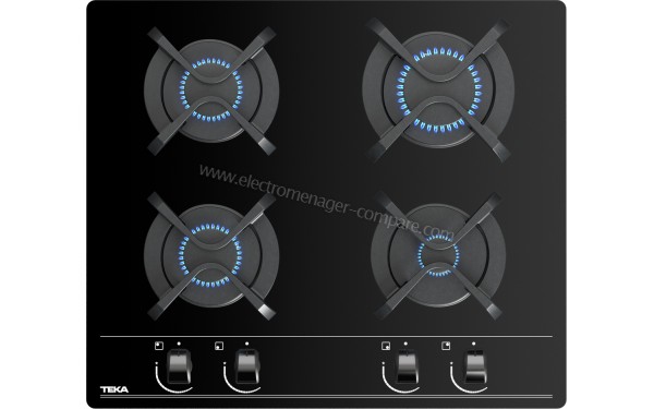 TEKA GBC 64000 KBB - Vue du dessus avec foyers allum&eacute;s