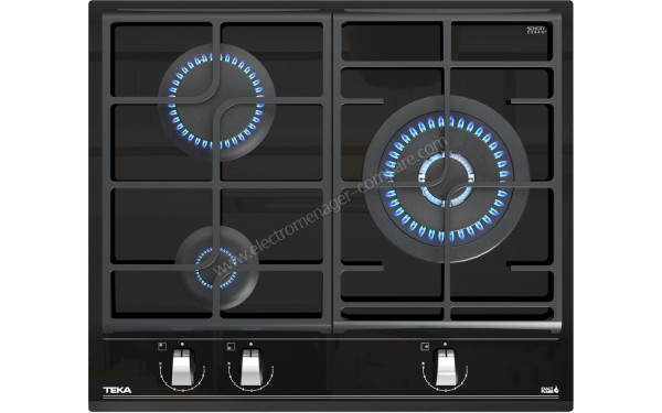 TEKA GZC 63310 XBN - Vue du dessus avec foyers allum&eacute;s