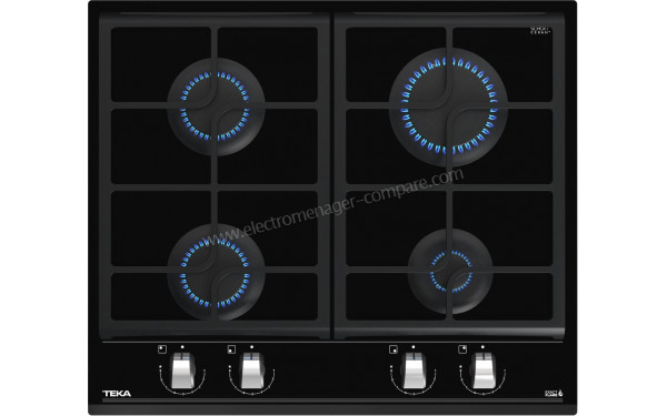 TEKA GZC 64300 XBN - Vue du dessus foyers allum&eacute;s