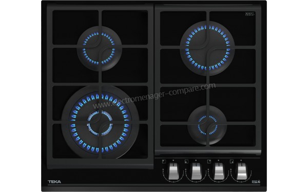 TEKA GZC 64320 XB - Vue du dessus foyers allum&eacute;s