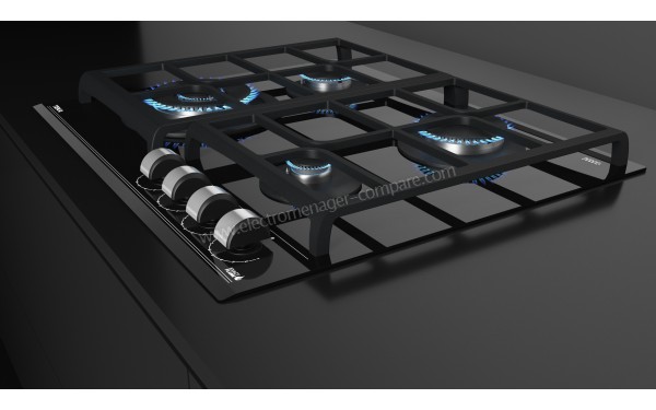 TEKA GZC 64320 XBN - Vue 3/4 droite foyers allum&eacute;s