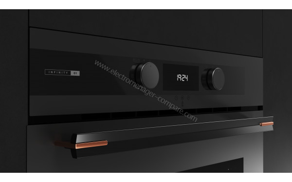 TEKA HLB85 Infinity G1 - Vue 3/4 gauche sur la poign&eacute;e et le bandeau de commandes