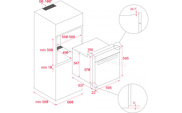 TEKA HSB 625 P Inox - Dimensions