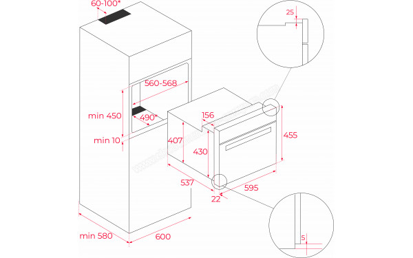 TEKA NEO HSC 6350 SS - Dimensions