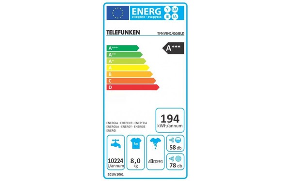 TELEFUNKEN TFNVIN1455BLK - &Eacute;tiquette &eacute;nergie