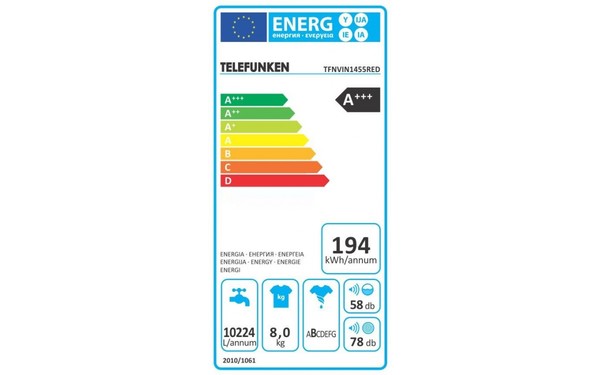 TELEFUNKEN TFNVIN1455RED - &Eacute;tiquette &eacute;nergie