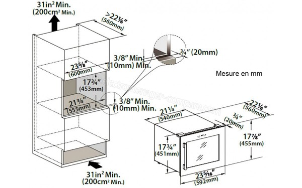 TEMPTECH VWC24SB - Sch&eacute;ma d'encastrement