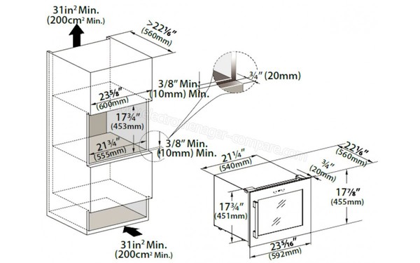 TEMPTECH VWC24SS - Sch&eacute;ma d'encastrement
