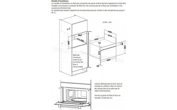 THOMSON TCBI34BK - Dimensions