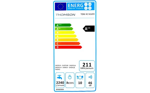 THOMSON TDW 45 SILVER - &Eacute;tiquette &eacute;nergie
