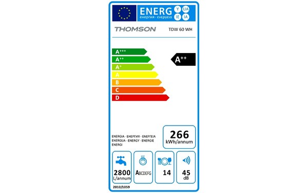THOMSON TDW 60 WH - &Eacute;tiquette &eacute;nergie
