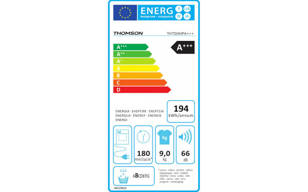 THOMSON THTD9HPA+++ - &Eacute;tiquette &eacute;nergie