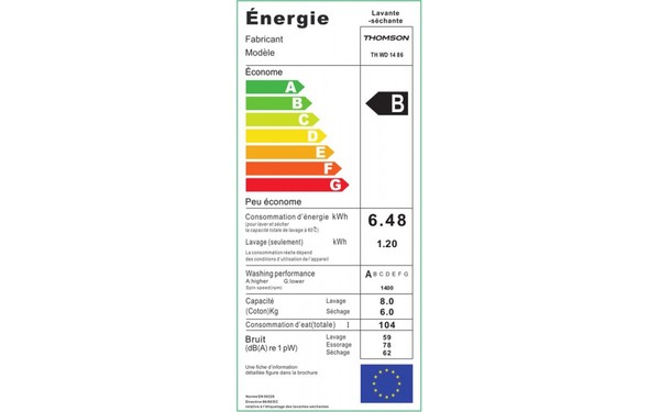 THOMSON TH WD 1486 - &Eacute;tiquette &eacute;nergie