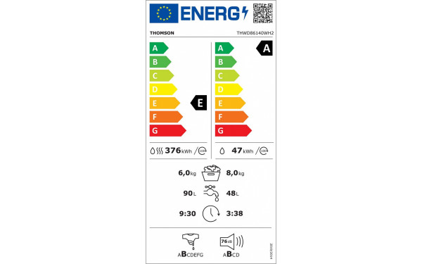THOMSON THWD86140WH2 - &Eacute;tiquette &eacute;nergie v2