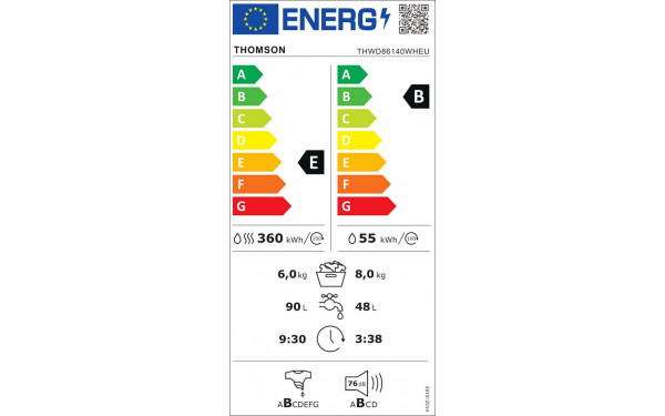 THOMSON THWD86140WH - &Eacute;tiquette &eacute;nergie v2
