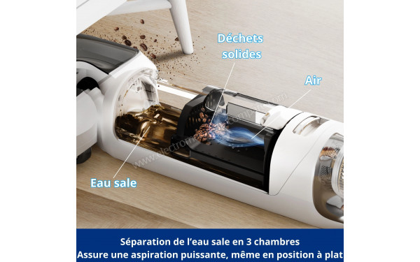 TINECO Floor One S5 Stretch Extreme - S&eacute;paration des eaux sales en 3 chambres