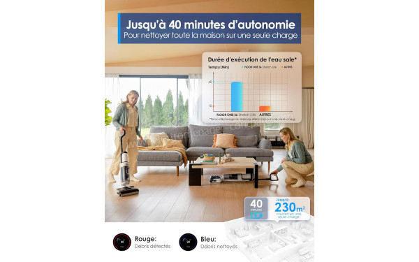 TINECO Floor One Stretch S6 Lite - Autonomie jusqu'&agrave; 40 minutes