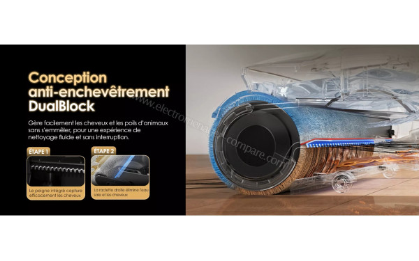 TINECO Floor One S7 Fold - Conception anti-enchev&ecirc;trement DualBlock