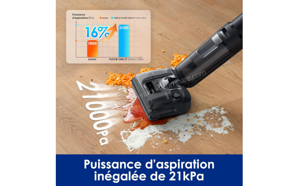 TINECO Floor One S7 Stretch Ultra - Puissance d'aspiration