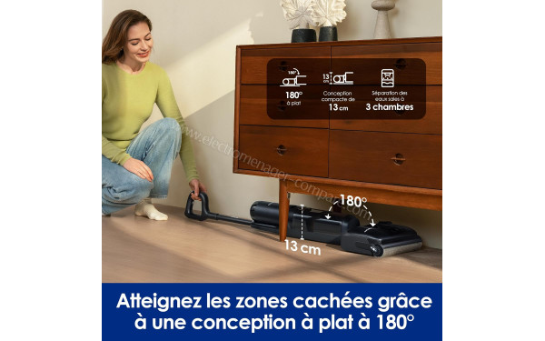 TINECO Floor One S7 Stretch Ultra - Conception &agrave; plat &agrave; 180&deg;