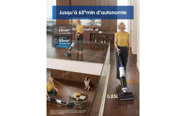 TINECO Floor One S7 Stretch Turbo - Autonomie jusqu'&agrave; 65 minutes