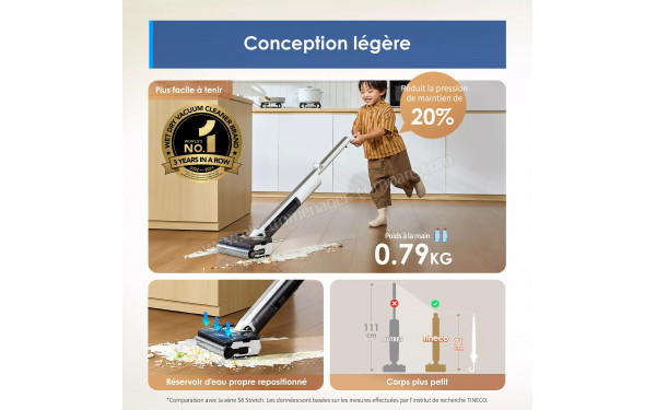 TINECO Floor One i7 Fold Premium - Conception l&eacute;g&egrave;re