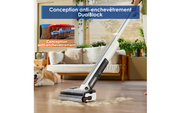 TINECO Floor One i7 Fold Premium - Conception anti-enchev&ecirc;trement DualBlock