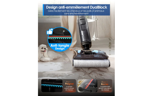 TINECO Floor One S7 Stretch Steam - Conception anti-noeuds DualBlock