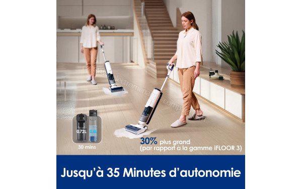 TINECO iFloor 5 - Autonomie jusqu'&agrave; 35 minutes