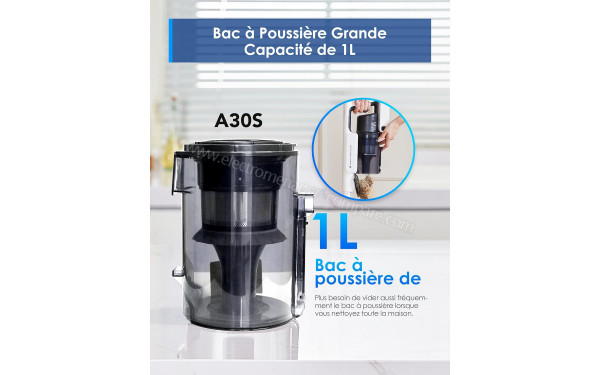 TINECO A30S - Bac &agrave; poussi&egrave;re grande capacit&eacute; de 1 litre