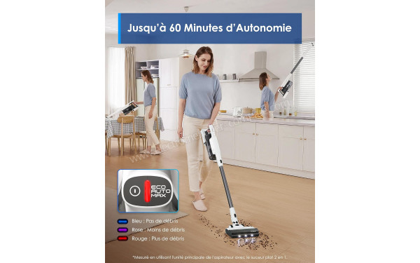 TINECO A30S - Autonomie jusqu'&agrave; 60 minutes