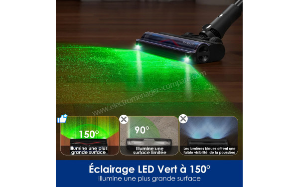 TINECO Pure One A90S - Eclairage LED Vert &agrave; 150&deg;