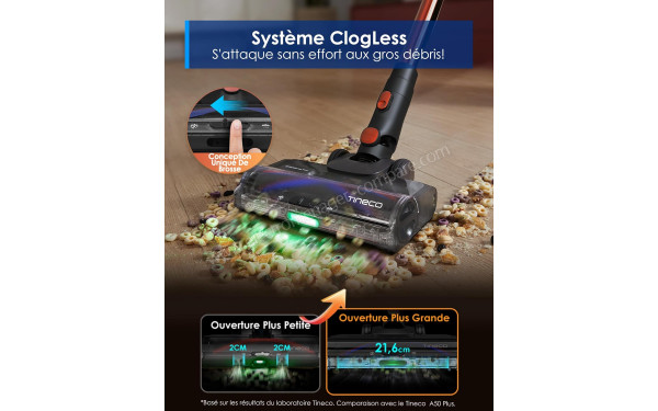 TINECO Pure One S70 Bleu - Syst&egrave;me ClogLess