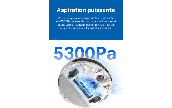 TP LINK Tapo RV20 Max Plus Blanc - Puissance d'aspiration