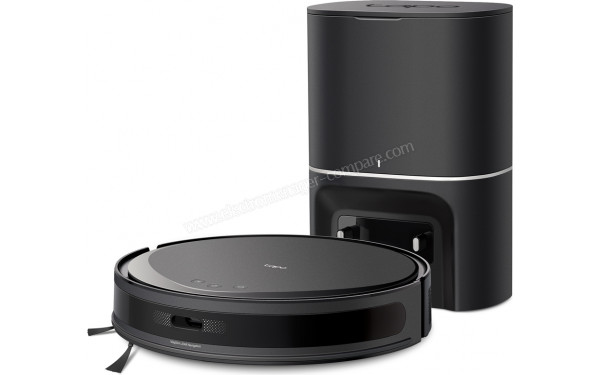 TP LINK Tapo RV20 Max Plus Noir -  Vue de 3/4 droite avec station de chargement