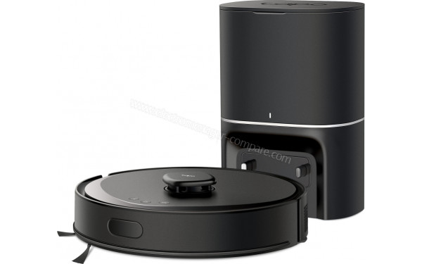 TP LINK Tapo RV30 Max Plus Noir - Vue de 3/4 droite avec la station de chargement