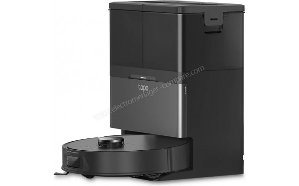 TP LINK Tapo RV50 Pro Omni - Vue de 3/4 droite sur la station de chargement