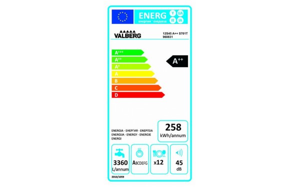 VALBERG 12S45 A++ S701T - &Eacute;tiquette &eacute;nergie