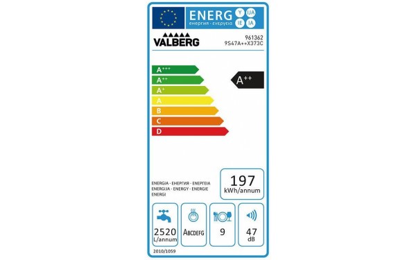 VALBERG 9S47 A++ X373C - &Eacute;tiquette &eacute;nergie