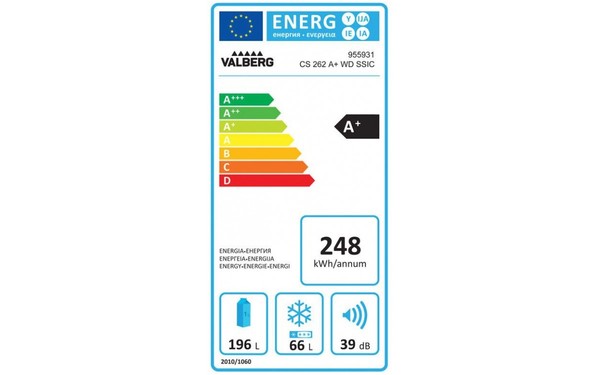 VALBERG CS 262 A+ WD SSIC - &Eacute;tiquette &eacute;nergie