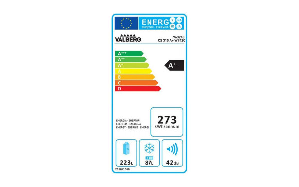 VALBERG CS 310 A+ W742C - &Eacute;tiquette &eacute;nergie