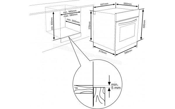 VALBERG MFO 65 CX 701T Noir - Sch&eacute;ma technique encastrement meuble bas