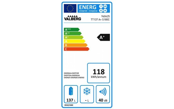 VALBERG TT 137 A+ S180C - &Eacute;tiquette &eacute;nergie