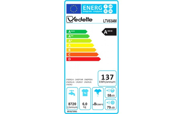 VEDETTE LTV63AM - &Eacute;tiquette &eacute;nergie