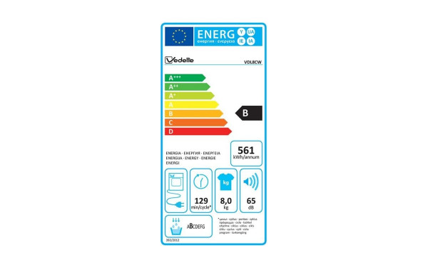 VEDETTE VDL8CW - &Eacute;tiquette &eacute;nergie